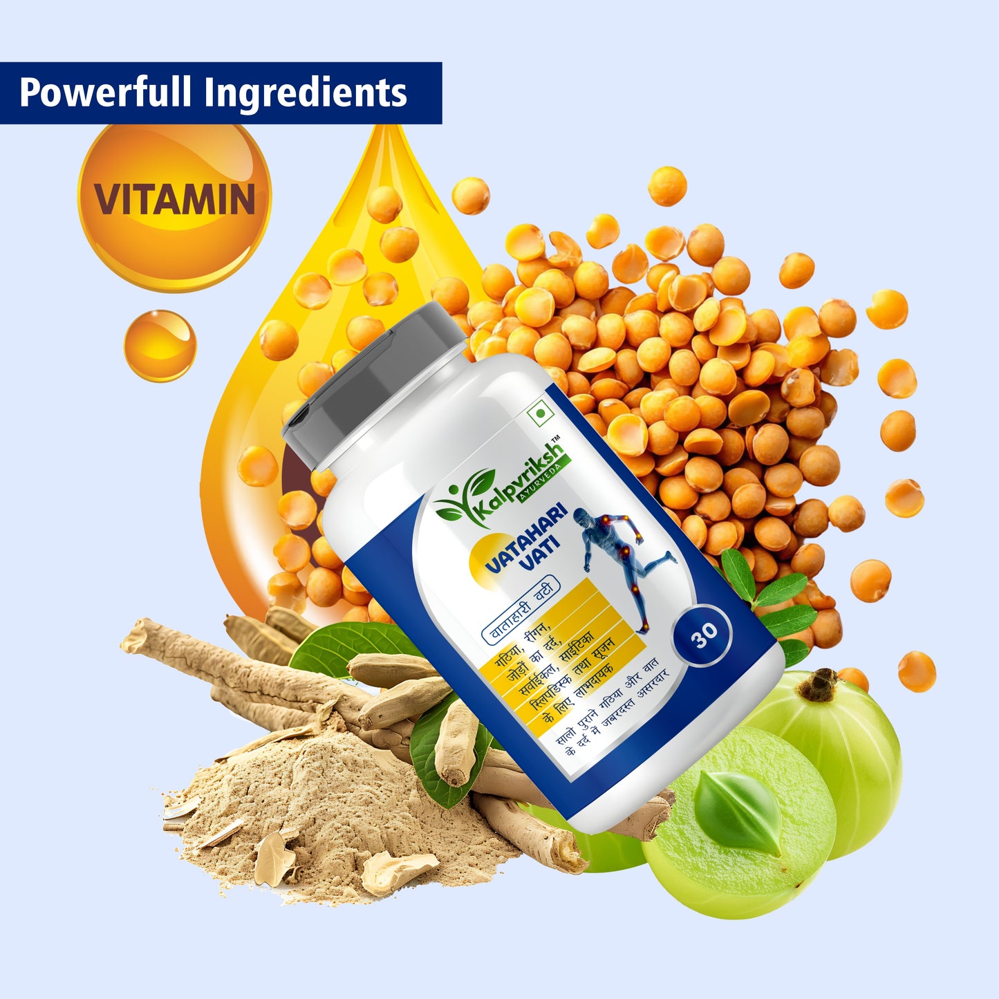 Kalpvriksh Ayurveda Vatahri Vati | Ayurvedic Joint Pain Relief Tablets for Arthritis, Rheumatism, Sciatica & Back Pain