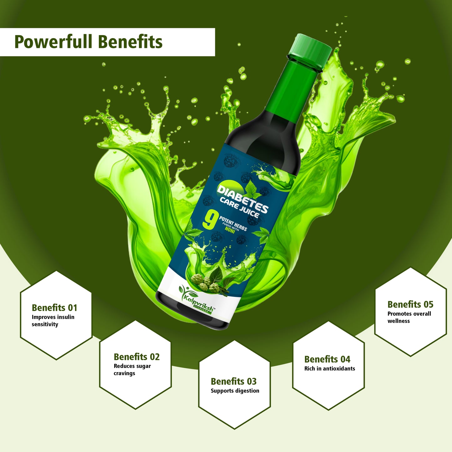 Kalpvriksh Ayurveda Diabetes Care Juice | Herbal Supplement with 9 Potent Herbs & Noni