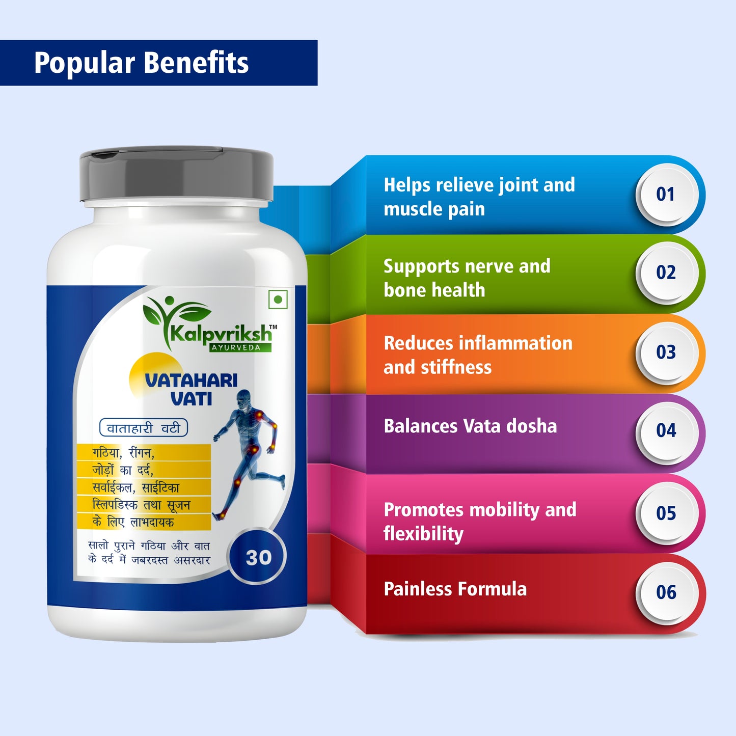 Kalpvriksh Ayurveda Vatahri Vati | Ayurvedic Joint Pain Relief Tablets for Arthritis, Rheumatism, Sciatica & Back Pain