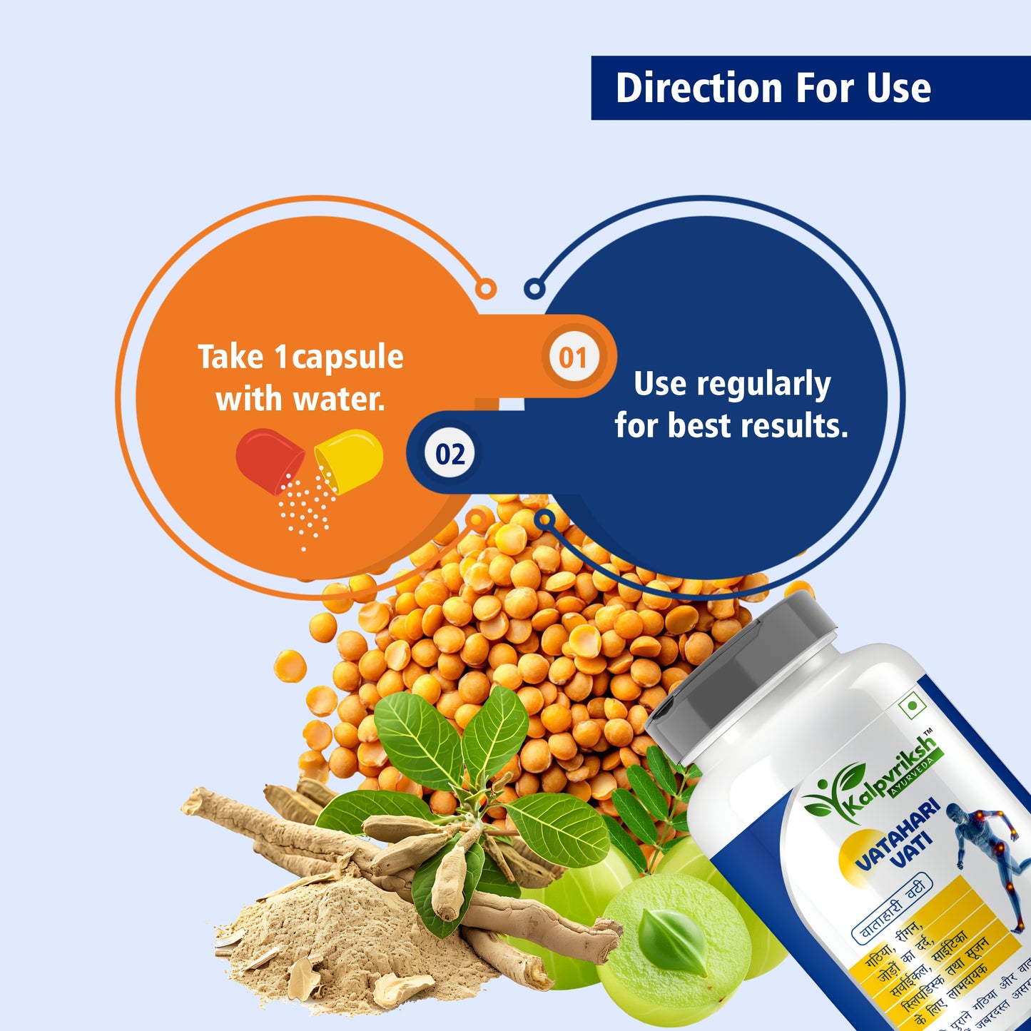 Kalpvriksh Ayurveda Vatahri Vati | Ayurvedic Joint Pain Relief Tablets for Arthritis, Rheumatism, Sciatica & Back Pain